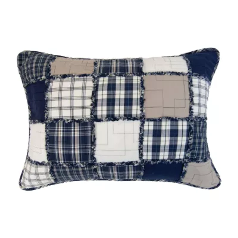Donna Sharp Checkerboard Indigo 3-pc. Embellished Quilt Set