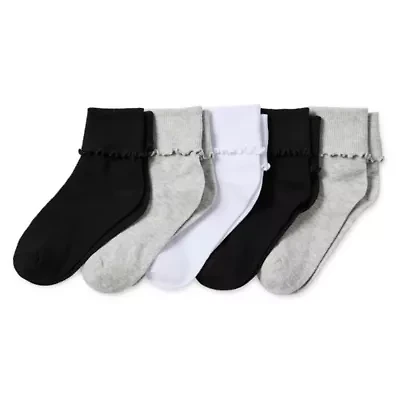 Thereabouts Little & Big Kid Girls 5 Pair Turncuff Socks