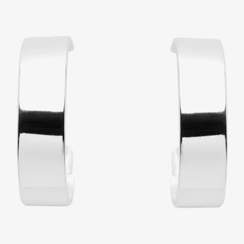 Silver Reflections Pure Silver Over Brass Hoop Earrings
