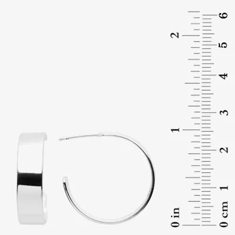Silver Reflections Pure Silver Over Brass Hoop Earrings