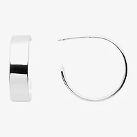 Silver Reflections Pure Silver Over Brass Hoop Earrings