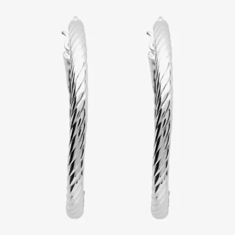 Silver Reflections Pure Silver Over Brass Hoop Earrings