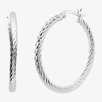 Silver Reflections Pure Silver Over Brass Hoop Earrings