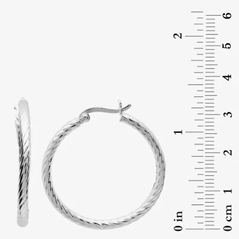 Silver Reflections Pure Silver Over Brass Hoop Earrings