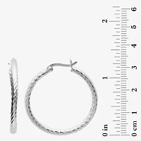 Silver Reflections Pure Silver Over Brass Hoop Earrings