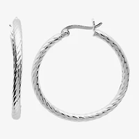 Silver Reflections Pure Silver Over Brass Hoop Earrings