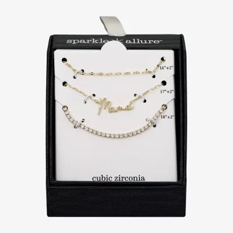 Sparkle Allure Mama Womens Cubic Zirconia 3-pc. Necklace Set