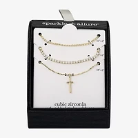 Sparkle Allure Womens Cubic Zirconia Cross 3-pc. Necklace Set