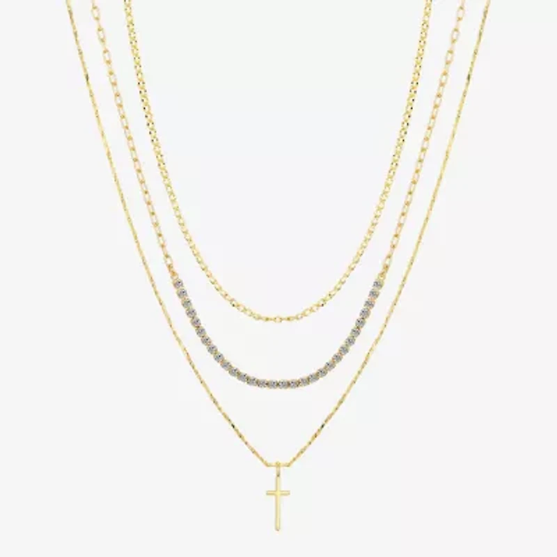 Sparkle Allure Womens Cubic Zirconia Cross 3-pc. Necklace Set