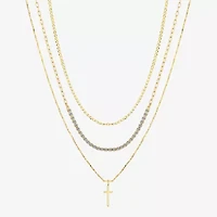 Sparkle Allure Womens Cubic Zirconia Cross 3-pc. Necklace Set