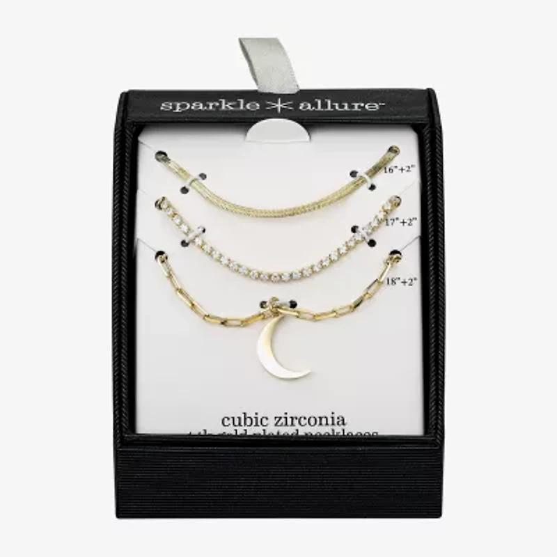 Sparkle Allure Womens Cubic Zirconia Moon 3-pc. Necklace Set