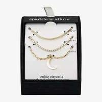 Sparkle Allure Womens Cubic Zirconia Moon 3-pc. Necklace Set