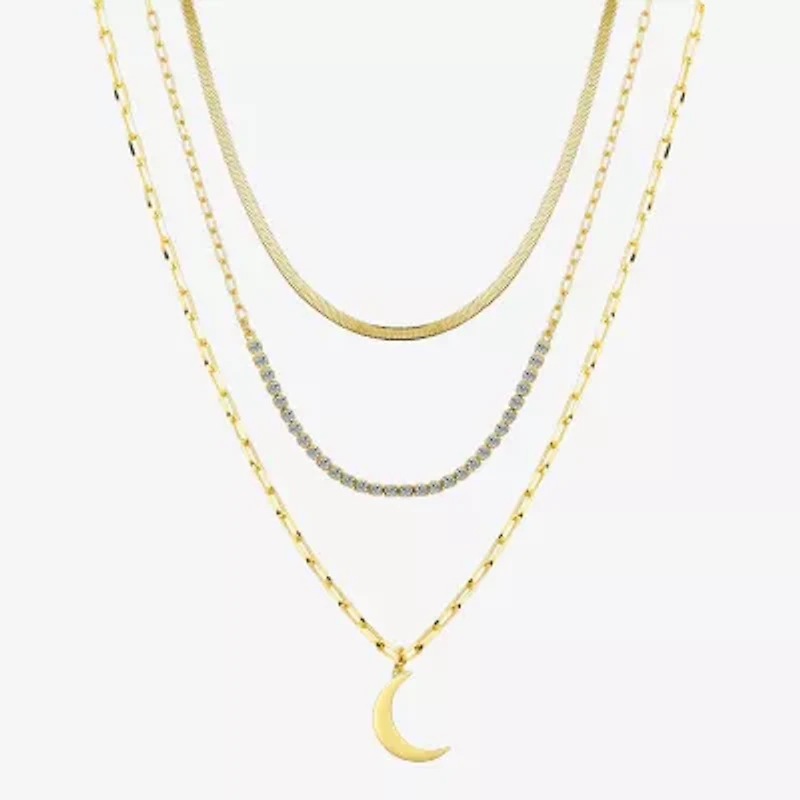 Sparkle Allure Womens Cubic Zirconia Moon 3-pc. Necklace Set