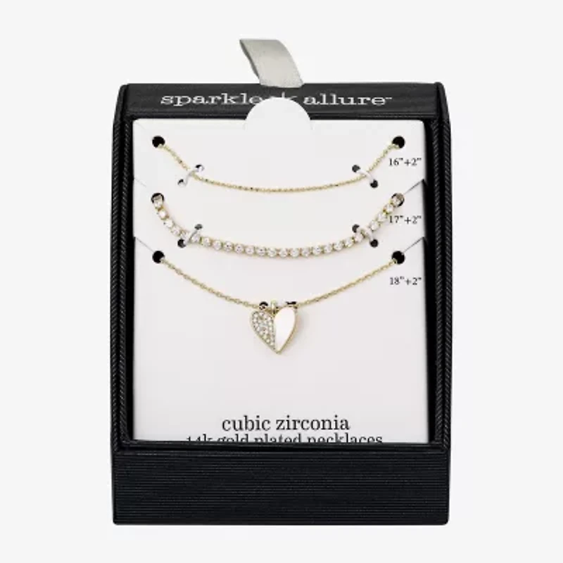 Sparkle Allure Womens Cubic Zirconia Heart 3-pc. Necklace Set
