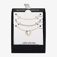 Sparkle Allure Womens Cubic Zirconia Heart 3-pc. Necklace Set