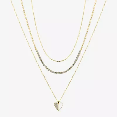 Sparkle Allure Womens Cubic Zirconia Heart 3-pc. Necklace Set