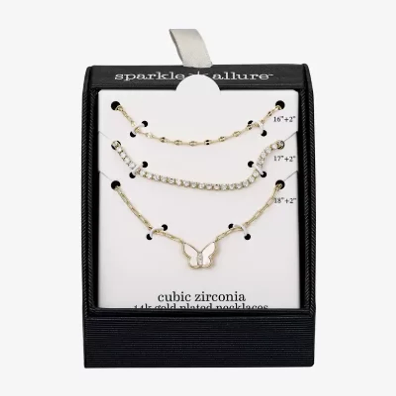 Sparkle Allure Womens Cubic Zirconia Butterfly 3-pc. Necklace Set