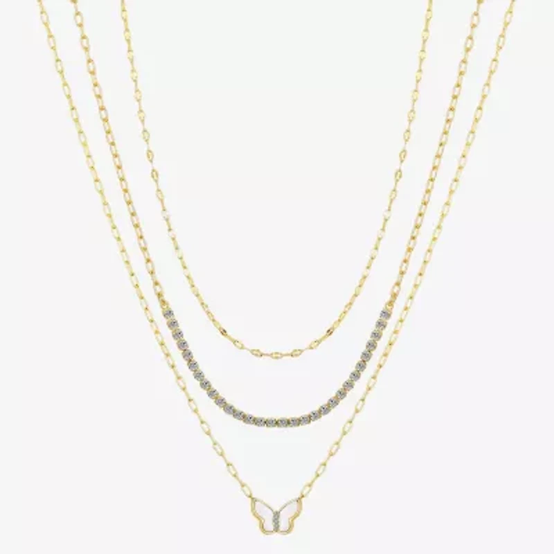 Sparkle Allure Womens Cubic Zirconia Butterfly 3-pc. Necklace Set