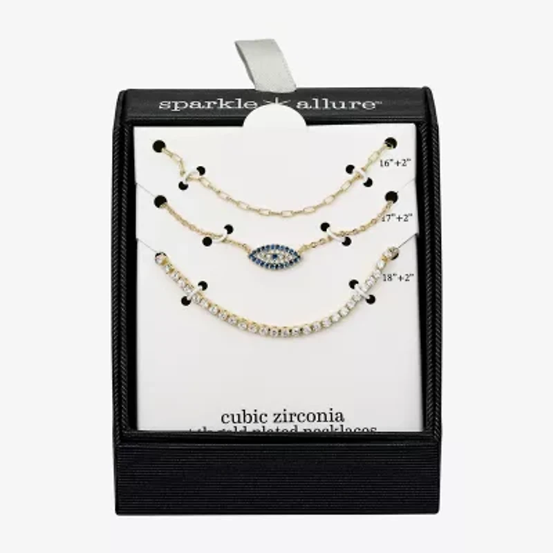 Sparkle Allure Womens Cubic Zirconia Evil Eye 3-pc. Necklace Set