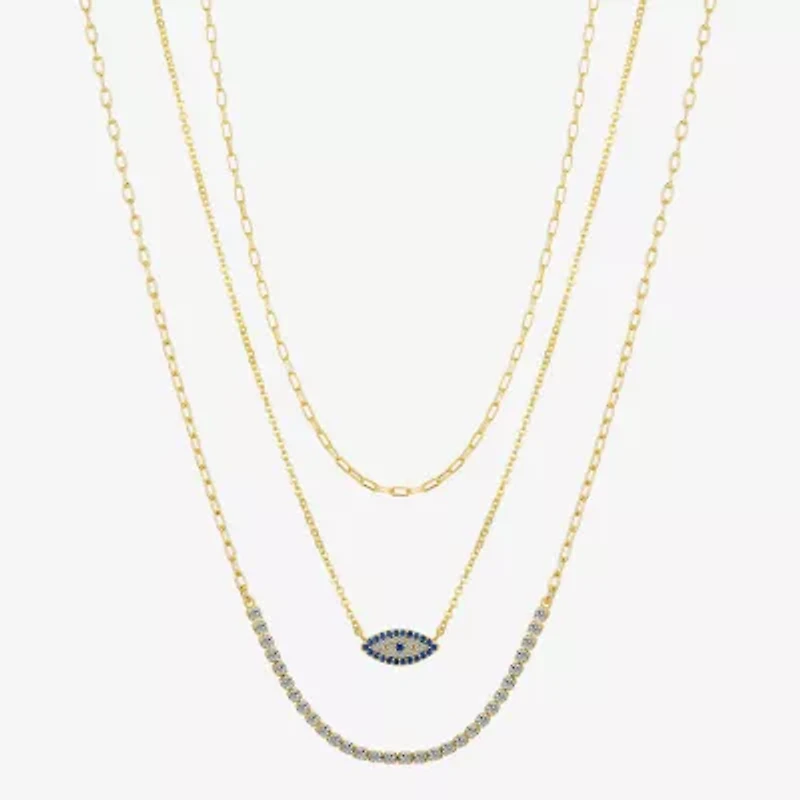 Sparkle Allure Womens Cubic Zirconia Evil Eye 3-pc. Necklace Set