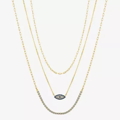 Sparkle Allure Womens Cubic Zirconia Evil Eye 3-pc. Necklace Set