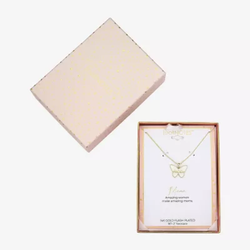 Footnotes Freeform Womens White Mother Of Pearl 10K Gold Over Brass Butterfly 16 Inch Pendant Necklace