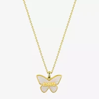 Footnotes Freeform Womens White Mother Of Pearl 10K Gold Over Brass Butterfly 16 Inch Pendant Necklace