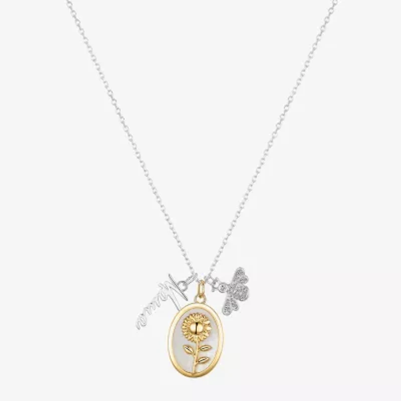 Footnotes Freeform Womens White Mother Of Pearl 10K Gold Over Brass Pure Silver Over Brass Flower 16 Inch Pendant Necklace