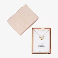 Footnotes Family Womens Cubic Zirconia 10K Gold Over Brass Flower 16 Inch Pendant Necklace