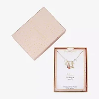 Footnotes Mama Womens Cubic Zirconia 10K Gold Over Brass Butterfly 16 Inch Pendant Necklace