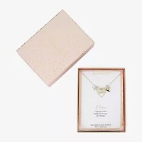 Footnotes Mom Womens White Mother Of Pearl 10K Gold Over Brass Heart 16 Inch Pendant Necklace