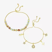 Footnotes Womens Cubic Zirconia 10K Gold Over Brass Heart Star Bolo Bracelet