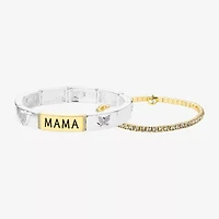 Footnotes Mama Womens 2-pc. Crystal 10K Gold Over Brass Pure Silver Over Brass Bracelet Set