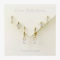 Silver Reflections Womens Cubic Zirconia 10K Gold Over Brass Heart 3 Pair Earring Set
