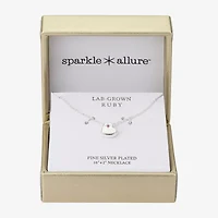 Sparkle Allure Womens Red Ruby Pure Silver Over Brass Heart 16 Inch Pendant Necklace