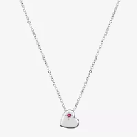 Sparkle Allure Womens Red Ruby Pure Silver Over Brass Heart 16 Inch Pendant Necklace