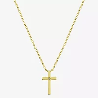 Sparkle Allure Womens Diamond 14K Gold Over Brass Cross 16 Inch Pendant Necklace