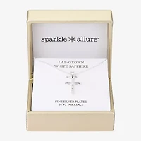 Sparkle Allure Womens Sapphire Pure Silver Over Brass Cross 16 Inch Pendant Necklace