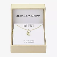Sparkle Allure Womens Diamond 14K Gold Over Brass Moon 16 Inch Pendant Necklace