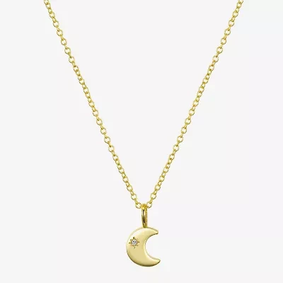 Sparkle Allure Womens Diamond 14K Gold Over Brass Moon 16 Inch Pendant Necklace