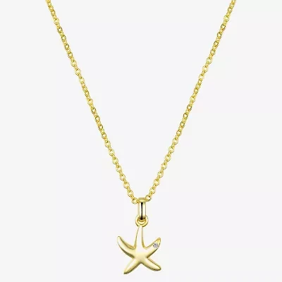Sparkle Allure Starfish Womens Diamond 14K Gold Over Brass 16 Inch Pendant Necklace
