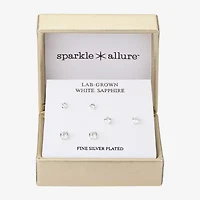 Sparkle Allure Womens Lab Grown Sapphire Round 3 Pair Earring Set