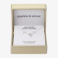 Sparkle Allure Womens Sapphire Pure Silver Over Brass Round 16 Inch Pendant Necklace