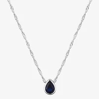 Sparkle Allure Womens Blue Sapphire Pure Silver Over Brass 16 Inch Pendant Necklace