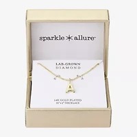 Sparkle Allure Initial Womens Diamond 14K Gold Over Brass 16 Inch Pendant Necklace