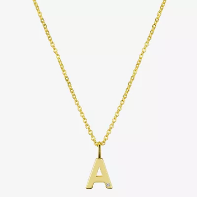 Sparkle Allure Initial Womens Diamond 14K Gold Over Brass 16 Inch Pendant Necklace
