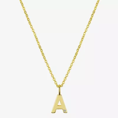 Sparkle Allure Initial Womens Diamond 14K Gold Over Brass 16 Inch Pendant Necklace