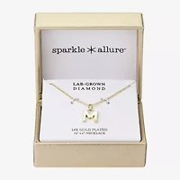 Sparkle Allure Initial Womens Diamond 14K Gold Over Brass 16 Inch Pendant Necklace
