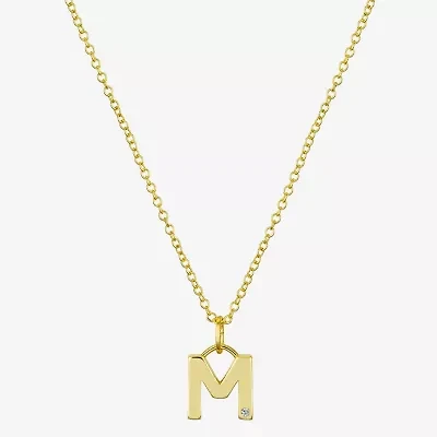 Sparkle Allure Initial Womens Diamond 14K Gold Over Brass 16 Inch Pendant Necklace
