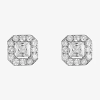 Monet Jewelry Timeless Silver Tone Cubic Zirconia 11mm Square Stud Earrings